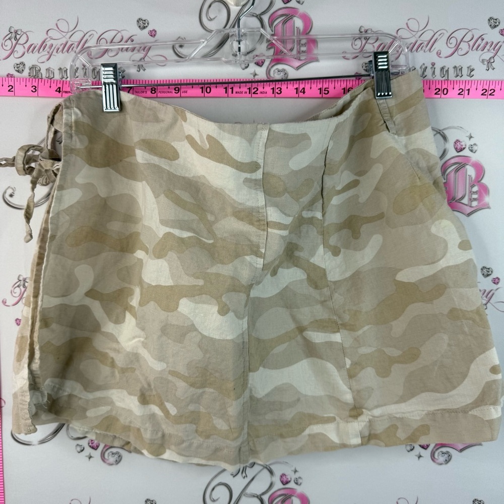 Zara mini skirt tie up cargo pocket style mini Beige Camouflage Mini Skirt